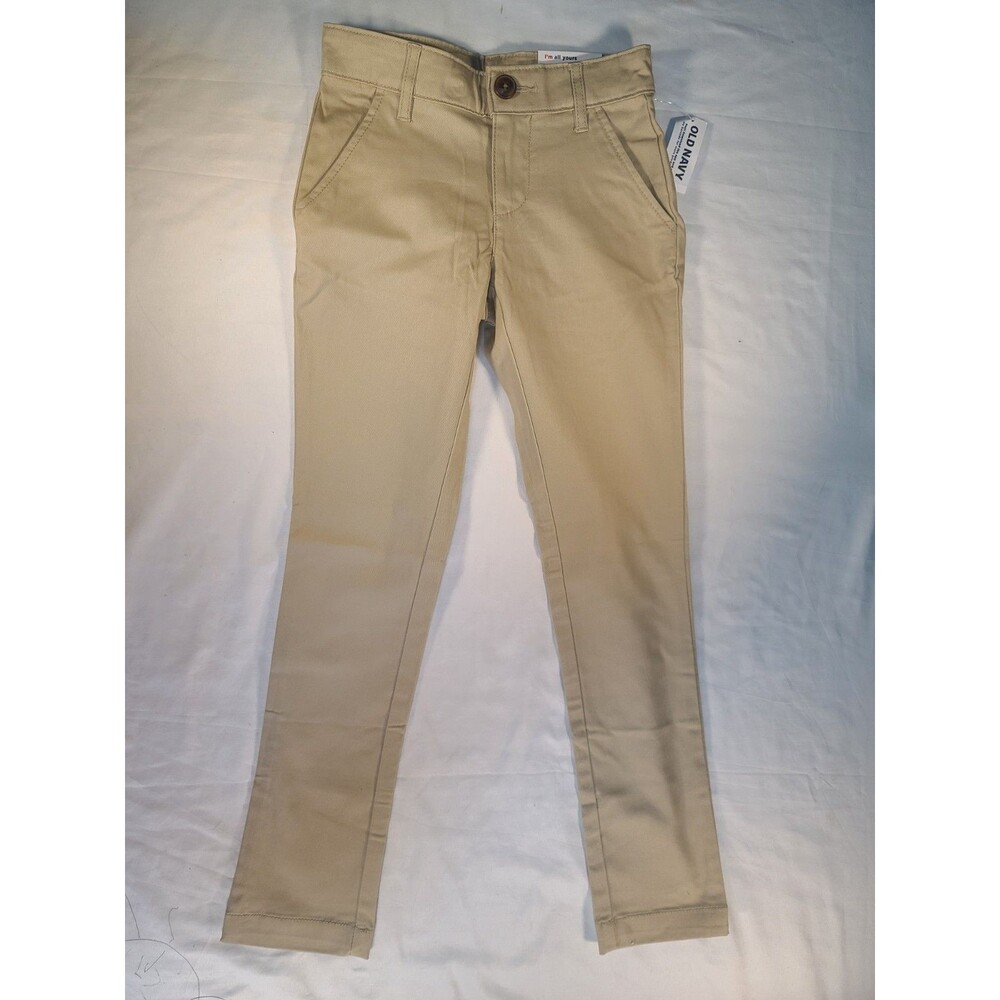 Old Navy Boys Size 8 Slim Skinny Stretch School Uniform Pants Khaki NWT